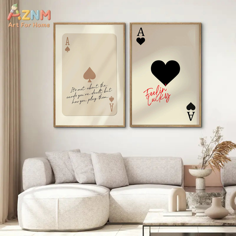 لوحة جدارية قماشية AZNM بتصميم - مراجعة Themed Playing Card وسعره