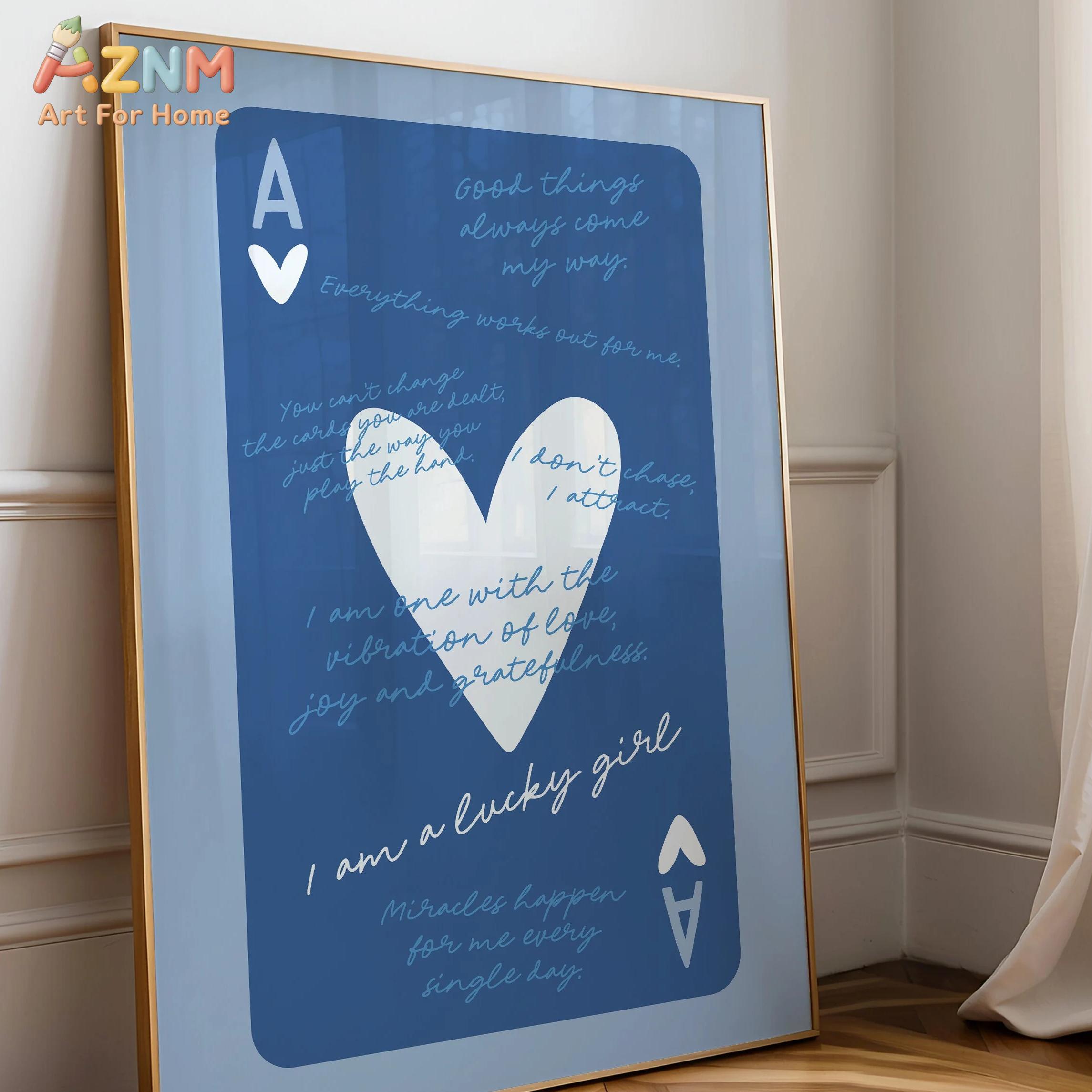 لوحة جدارية قماشية AZNM بتصميم - مراجعة Themed Playing Card وسعره