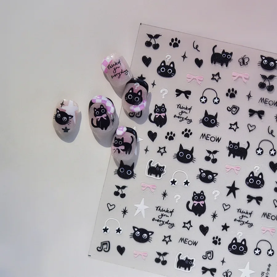 لطيف القط الأسود هريرة ملصقات  - مراجعة Anime Merchandise Nepal وسعره